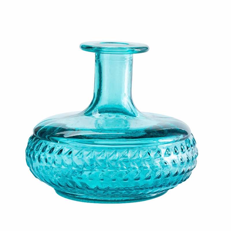 Diamond Recycled Glass Bud Vase - Blue